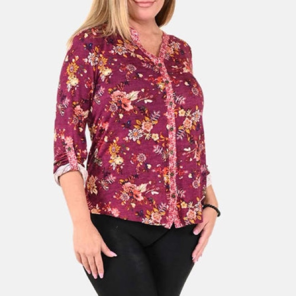 Farmers Market Floral Button-Up Blouse NWT
